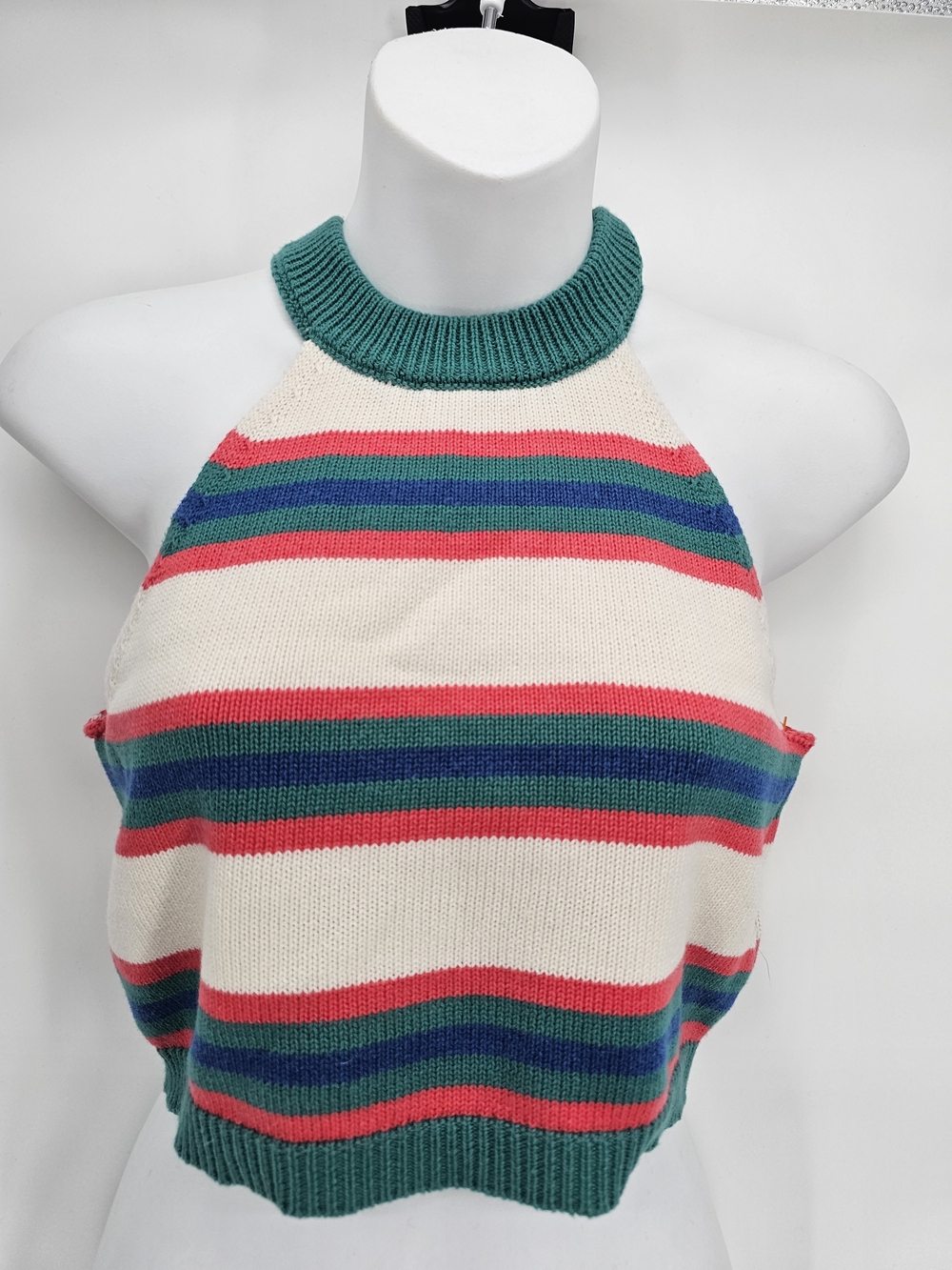 Striped Halter Crop Teal